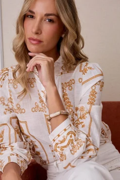 Polín Et Moi Blusas-Camisa bordada Impress&atilde;o