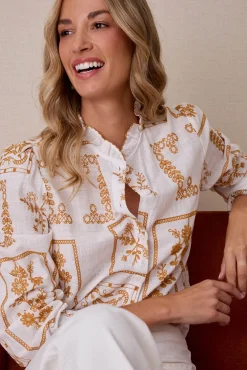 Polín Et Moi Blusas-Camisa bordada Impress&atilde;o