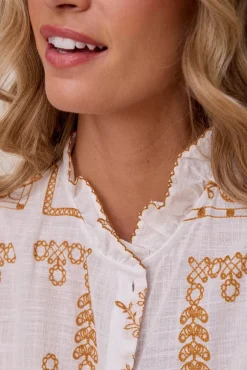 Polín Et Moi Blusas-Camisa bordada Impress&atilde;o