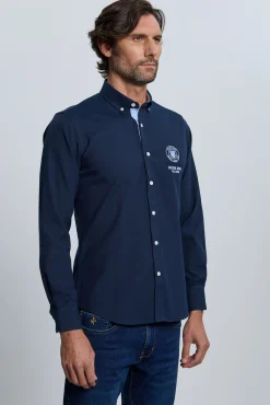 Valecuatro Camisas-Camisa bordada marinho Azul
