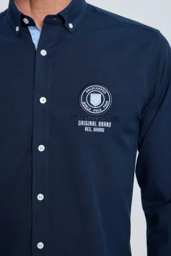 Valecuatro Camisas-Camisa bordada marinho Azul