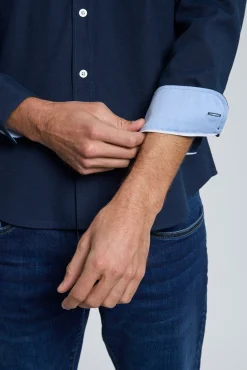 Valecuatro Camisas-Camisa bordada marinho Azul