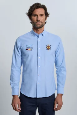 Valecuatro Camisas-Camisa bordada Espanha claro Azul