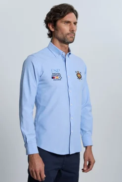 Valecuatro Camisas-Camisa bordada Espanha claro Azul