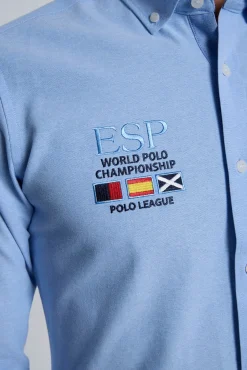 Valecuatro Camisas-Camisa bordada Espanha claro Azul