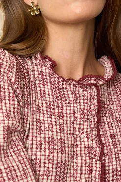 Polín Et Moi Blusas-Camisa bordada Gabry Vermelho