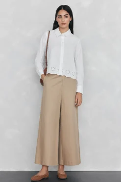 Pedro del Hierro Blusas-Camisa bordada lisa Branco