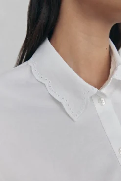 Pedro del Hierro Blusas-Camisa bordada lisa Branco