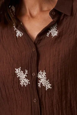 Polín Et Moi Blusas-Camisa bordada Tuly Castanho