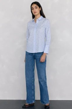 Pedro del Hierro Blusas-Camisa básica riscas fácil de passar Azul