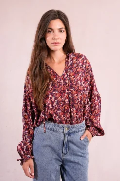 Molly Bracken Blusas-Camisa bufante de manga Multicolorido