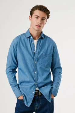 Pepe Jeans Camisas-Camisa clássica ajustada. azul