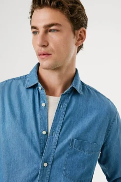 Pepe Jeans Camisas-Camisa clássica ajustada. azul