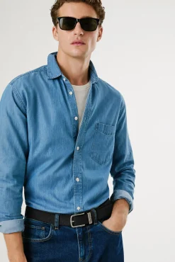 Pepe Jeans Camisas-Camisa clássica ajustada. azul