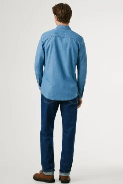 Pepe Jeans Camisas-Camisa clássica ajustada. azul