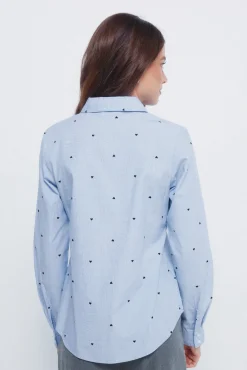 Springfield Blusas-Camisa com detalhes bordados azul