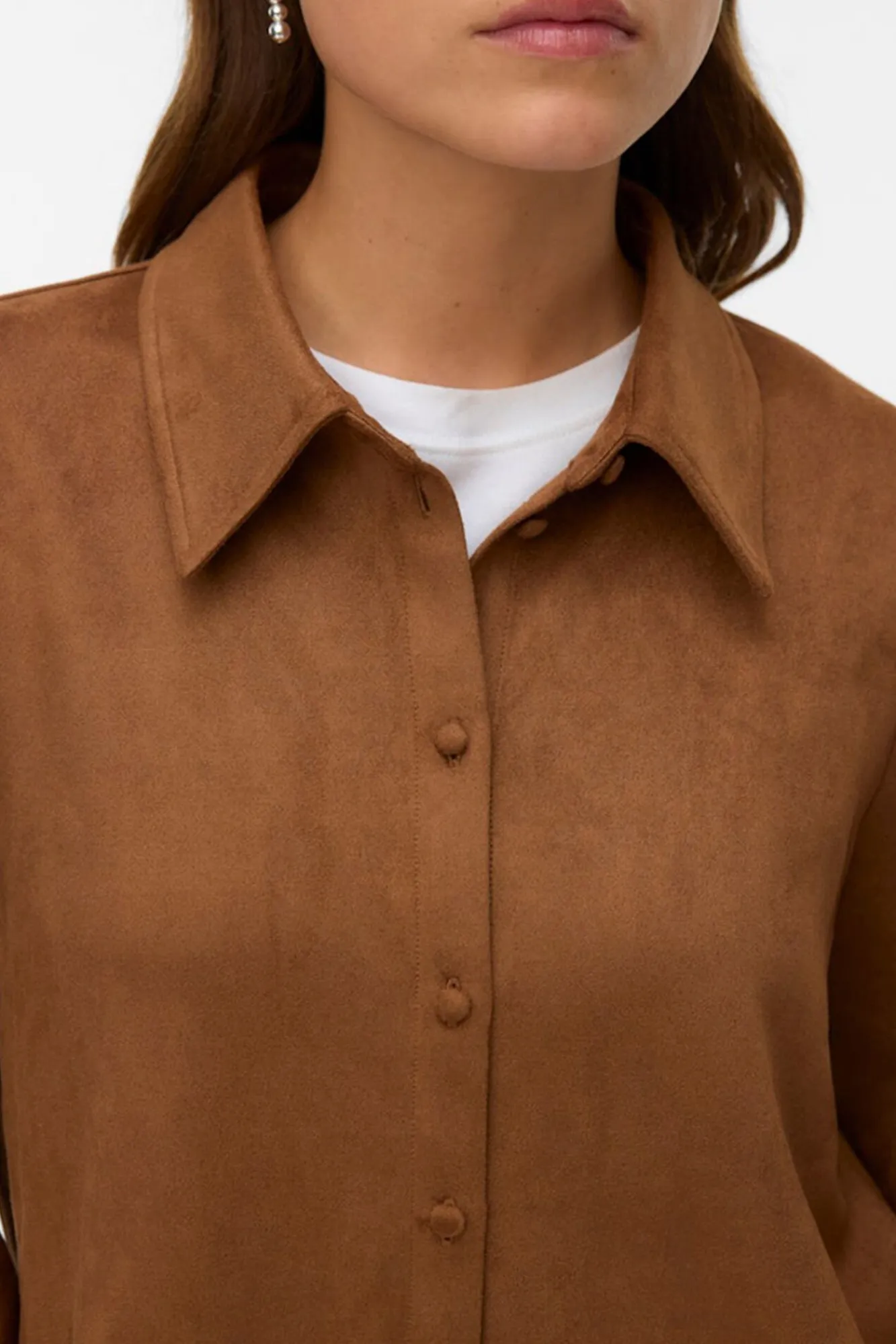 Vero Moda Blusas-Camisa com efeito camurça Castanho