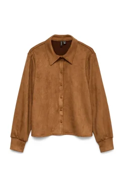 Vero Moda Blusas-Camisa com efeito camurça Castanho