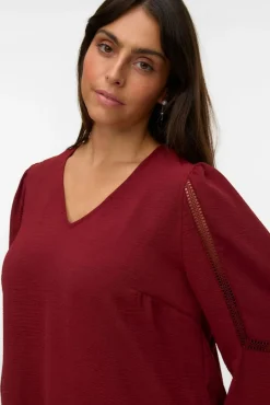 Vero Moda Curve Blusas-Camisa com gola em V curvo Vermelho