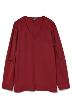 Vero Moda Curve Blusas-Camisa com gola em V curvo Vermelho