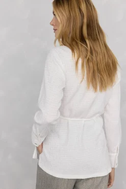 Pedro del Hierro T-Shirts-Camisa com gola texturizada Branco