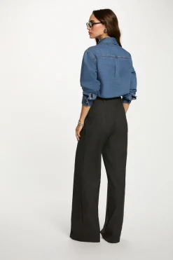 Morgan Blusas-Camisa curta com cabochões Azul