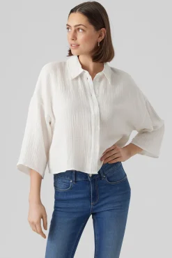 Vero Moda Blusas-Camisa curta esvoaçante Branco
