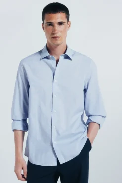 Springfield Camisas-Camisa de algodão com debrum azul