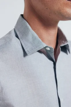 Springfield Camisas-Camisa de algodão com debrum cinzento