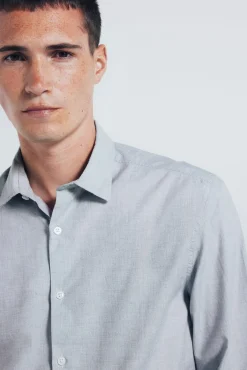 Springfield Camisas-Camisa de algodão com debrum cinzento