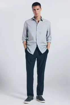 Springfield Camisas-Camisa de algodão com debrum cinzento