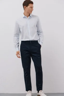 Cortefiel Camisas-Camisa de algodão micro xadrez Azul