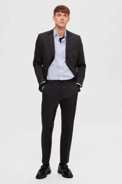 Selected Camisas|Camisas Clássicas-Camisa de algodão orgânico Slim Fit. Azul