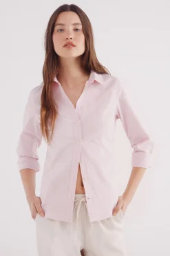 Springfield Blusas-Camisa de algodão Oxford rosa