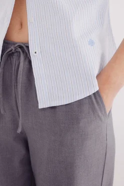 Springfield Blusas-Camisa de algodão Oxford azul