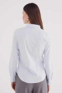 Springfield Blusas-Camisa de algodão Oxford azul