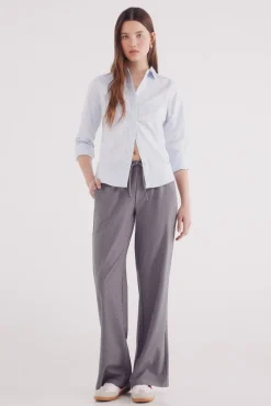 Springfield Blusas-Camisa de algodão Oxford azul