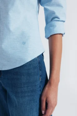 Springfield Blusas-Camisa de algodão Oxford azul