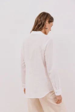 Cortefiel Blusas-Camisa de algodão riscas Branco