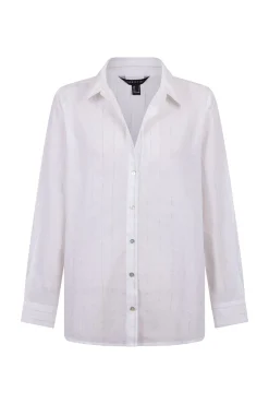 Cortefiel Blusas-Camisa de algodão riscas Branco