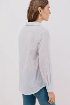 Cortefiel Blusas-Camisa de algodão riscas Azul