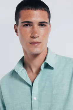 Springfield Camisas-Camisa de algodão Slub verde