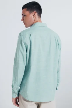 Springfield Camisas-Camisa de algodão Slub verde