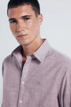 Springfield Camisas-Camisa de algodão Slub vermelho