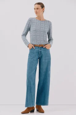 Cortefiel T-Shirts-Camisa de caixa de botões Azul