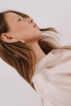 Cortefiel Blusas-Camisa de cetim brilhante Tostado