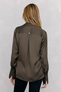 Pedro del Hierro Blusas-Camisa de cetim lisa Verde