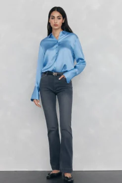 Pedro del Hierro Blusas-Camisa de cetim lisa Azul