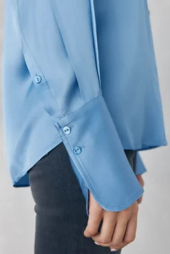 Pedro del Hierro Blusas-Camisa de cetim lisa Azul