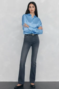 Pedro del Hierro Blusas-Camisa de cetim lisa Azul